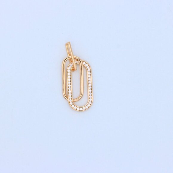 "Rose Gold Dual Link Pendant with Sparkling Crystal Detailing, XPPT1512 - Picture 6 of 11